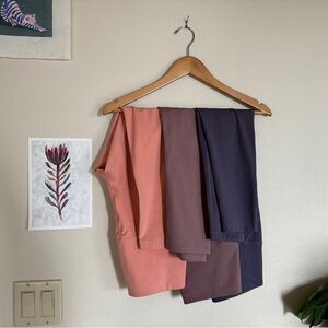 Girlfriend Collective Leggings Set of 3 Sz S EUC 7/8 length pink purple tonal